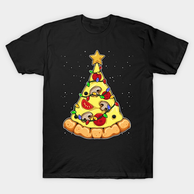 Pizza Christmas Tree Lover Star Xmas Lights Fans T-Shirt by Funnyawesomedesigns